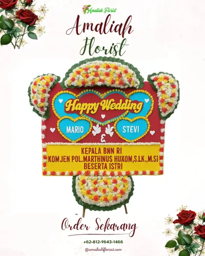 Karangan Papan Bunga Pernikahan di Pegongsoran